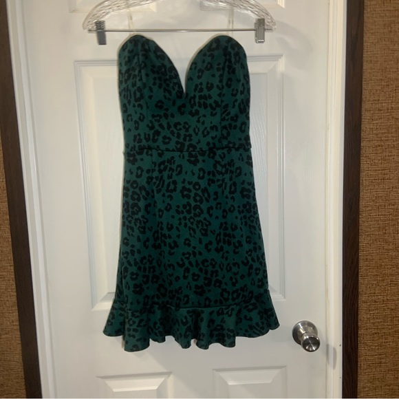 emerald green leopard print dress I See The Light Emerald Green Leopard Babydoll Dress – Shop the Mint main image 0